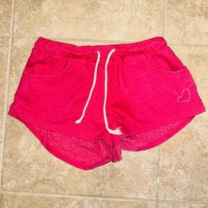 BCBG MAZ AZRIA Pink Heart Embroidered Shorts Sleep Pajama Cotton Soft Small